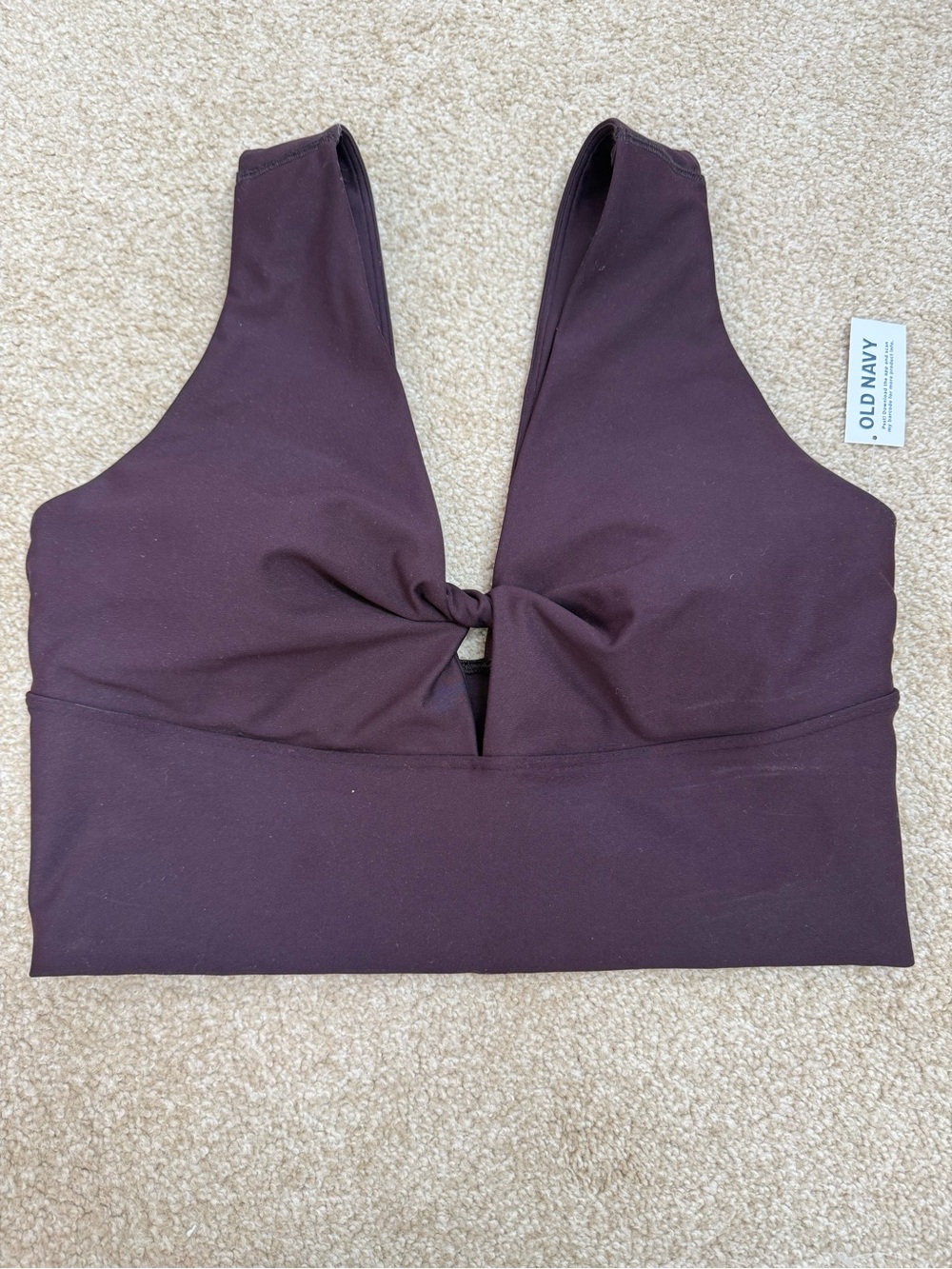 Old Navy Deep Plum Knot-Front Sports Bralette